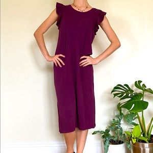 Sundry Ruffle Sleeve Dress Maroon Size S/1